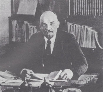 Lenin in his office in the Kremlin, 1918