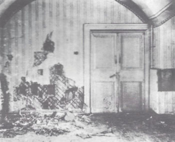 The half-cellar room in the Ipatiev house where the imperial family was murdered