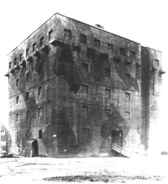 A Hochbunker, or above ground bomb shelter