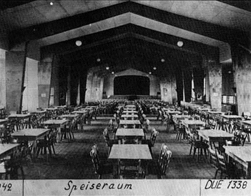 Eating hall for inmates at the Auschwitz III (Monowitz)