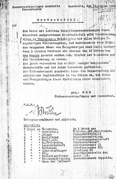 Auschwitz, Commandant Rudolf Höss, on Zyklon B