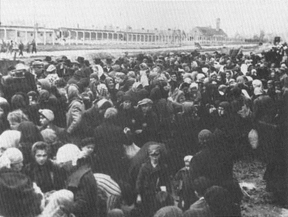 Auschwitz-Birkenau, railway ramp, Hungarian prisoners arriving”