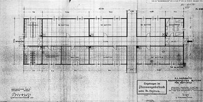 Architectural diagram of an Auschwitz “barracks for sick inmates