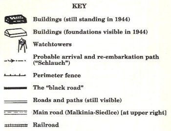 Key for diagram of the Treblinka II camp