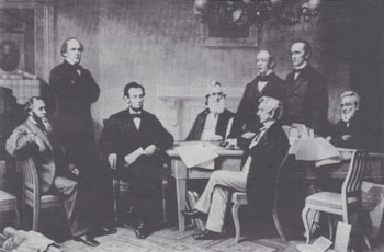 US President Lincoln with his cabinet in 1862
