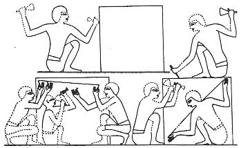 Egyptian stonecutters, from a wall painting at Thebes about 1500 B.C.
