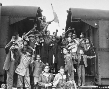 Buchenwald, May 1945. Jewish children on a train to France