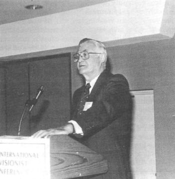 Doug Collins addresses the 1990 IHR Conference