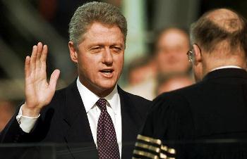 U.S. President Clinton being sworn into office