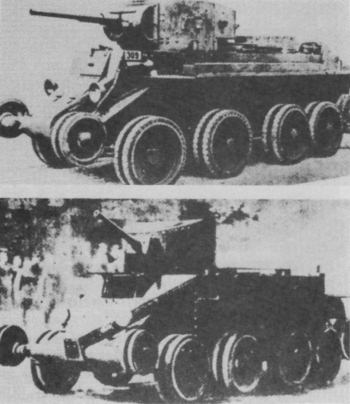 Soviet tanks with removable caterpillar tracks designed for use on German roads and highways