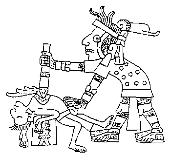 contemporary Aztec drawing of a human sacrifice ritual
