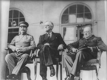 Joseph Stalin, Franklin D. Roosevelt, Winston Churchill, Tehran, November 28, 1943