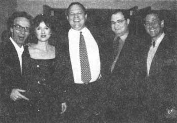 Harvey Weinstein, center, president of Miramax Films; Abe Foxman, second from right, national director of the ADL; Howard Berkowitz, far right, ADL national chairman