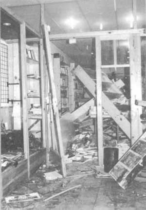 Pedro Varela's bookstore after the attack on January 16, 1999