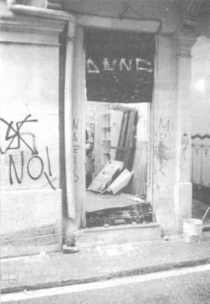 Pedro Varela's bookstore after the attack on January 16, 1999