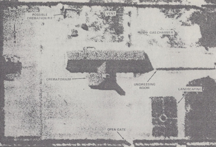 Aerial photograph of Auschwitz-Birkenau Crematory