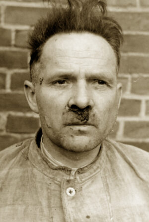 Rudolf Höss, after British arrest, March 1946, beaten bloody