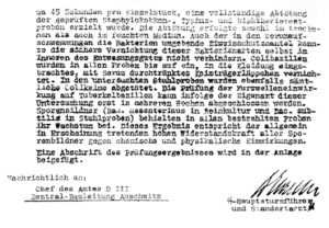 Report by Auschwitz garrison physician Dr. Eduard Wirths to Berlin about the efficacy of the new shortwave disinfestation facility, page 2