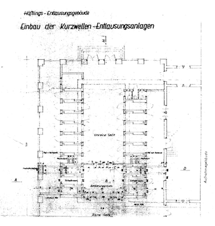 Illustration 6: Standardized Zyklon-B fumigation chamber, called a “Normalgaskammer” (standard gas chamber)