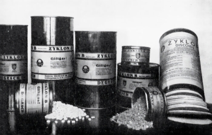 Zyklon-B cans of various contents, taken from Gerhard Peters, Blausäure zur Schädlingsbekämpfung, F. Enke, Stuttgart, 1933, p. 80.