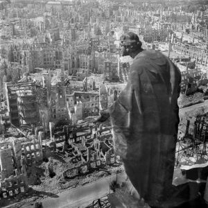 View over the ruins of downtown Dresden after the Alllied air raid of February 1945