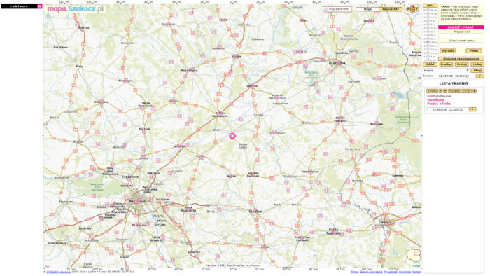 Large-scale of the Polish region around Treblinka