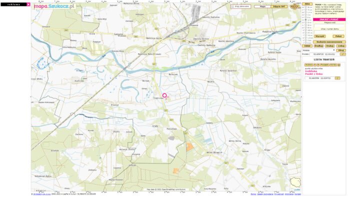 Small-scale map of the Polish region around Treblinka