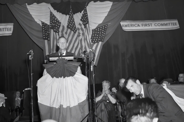 Charles Lindbergh during his (in)famous Des Moines speech.