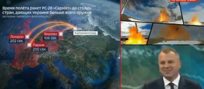 Russian State TV discusses nuking Europe's capitals