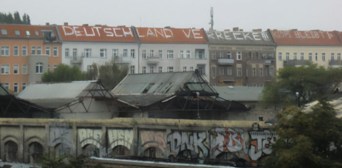 Graffiti on roofs in Germany: 'Germany Croak!'