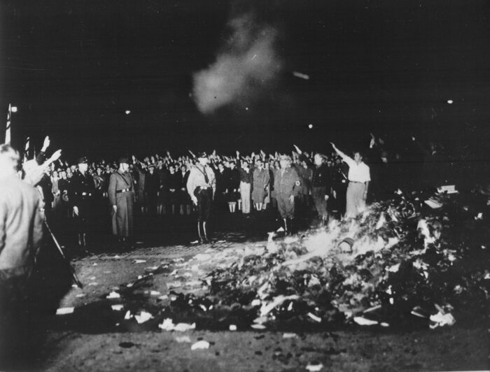 Another scene from the 1933 public book burning in Germany.
