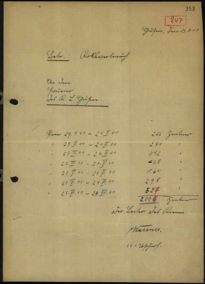 Document 2: Report dated “Gusen, August 23, 1941."