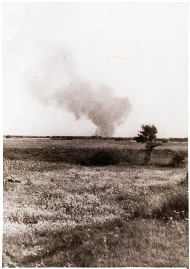 Photo showing smoke over Treblinka