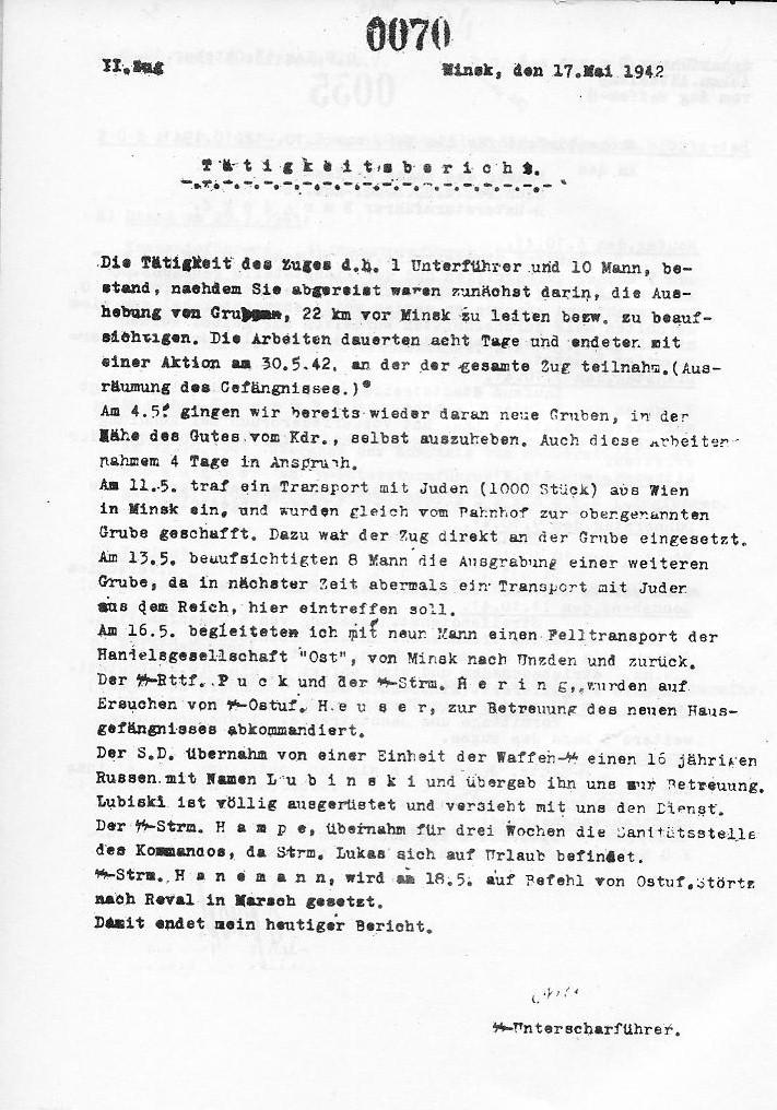 Arlt's Report from 17 May 1942