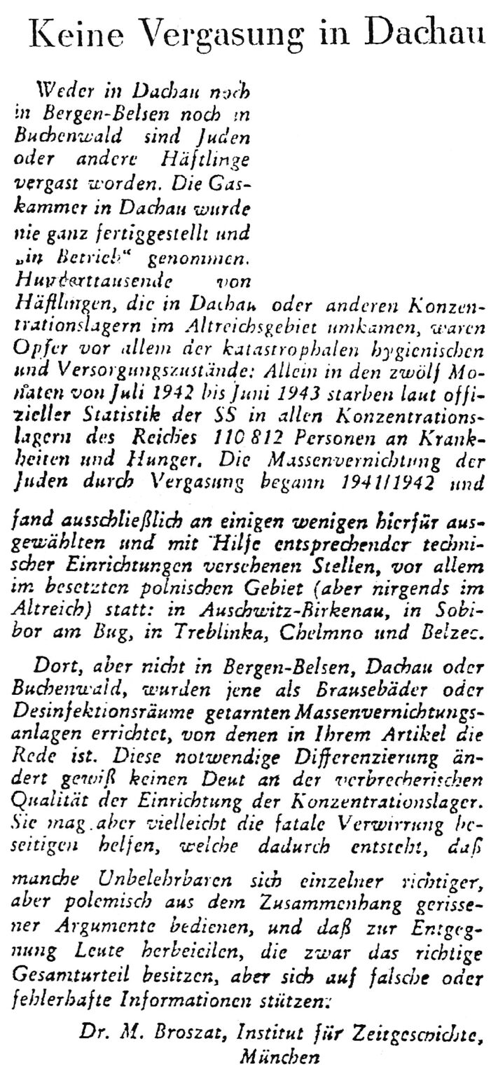 Martin Broszat, Die Zeit, August 19, 1960, p. 16